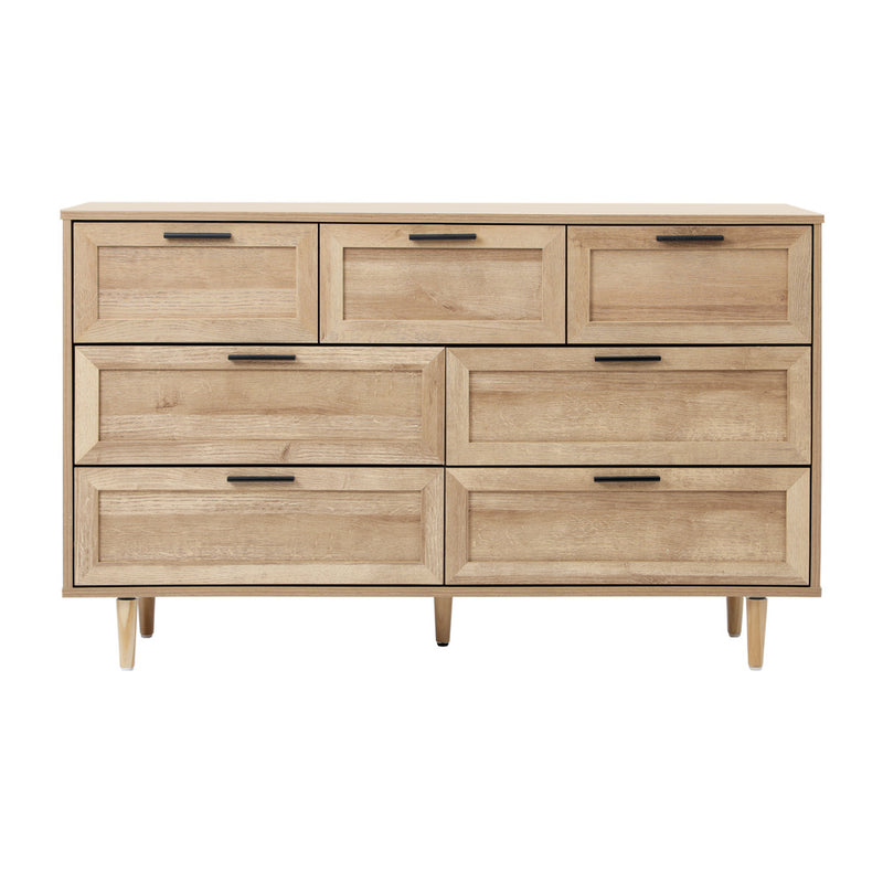 Oikiture 7 Chest of Drawers Dresser Tallboy Natural