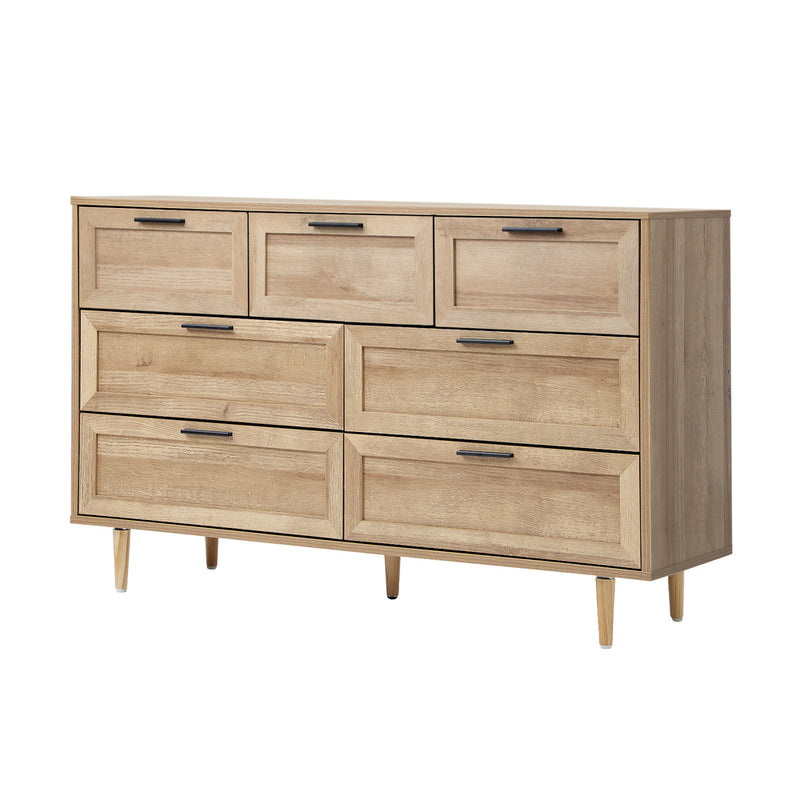 Oikiture 7 Chest of Drawers Dresser Tallboy Natural