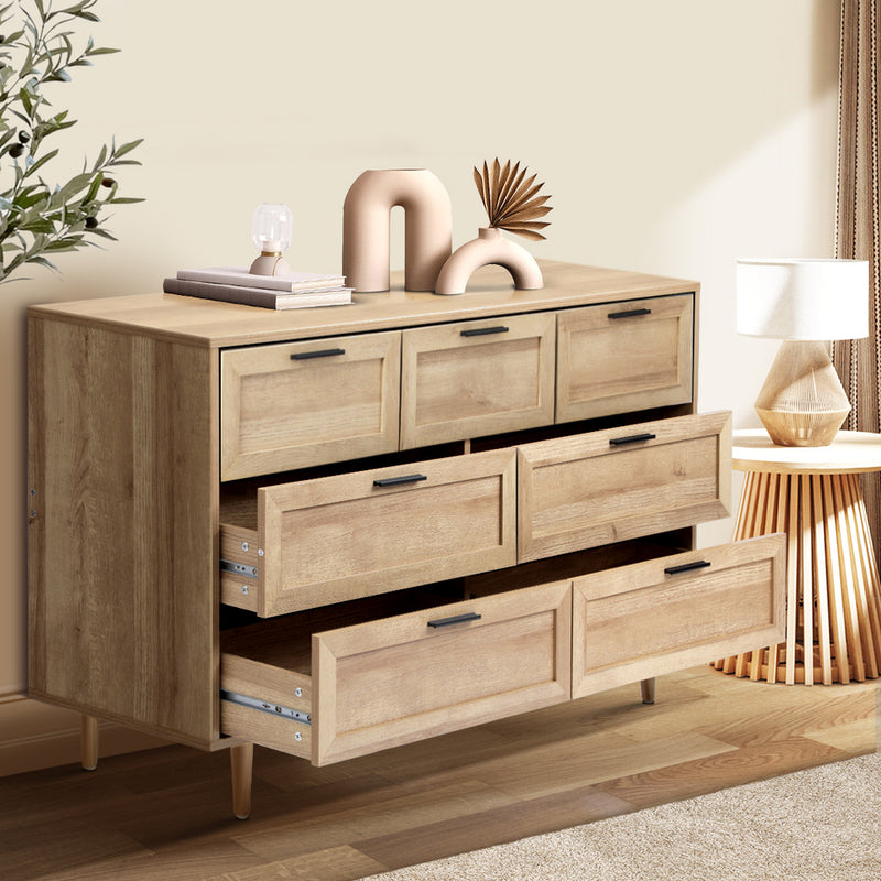 Oikiture 7 Chest of Drawers Dresser Tallboy Natural