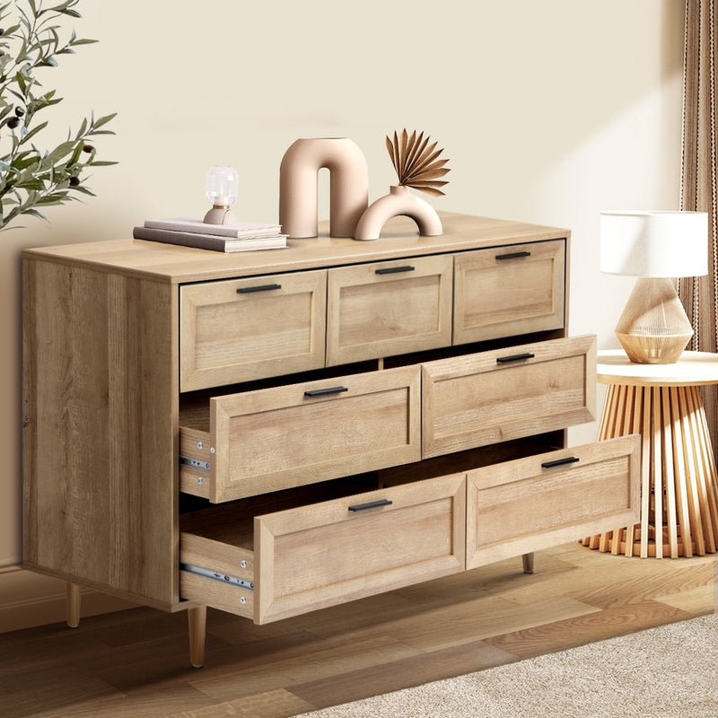 Oikiture 7 Chest of Drawers Dresser Tallboy Natural