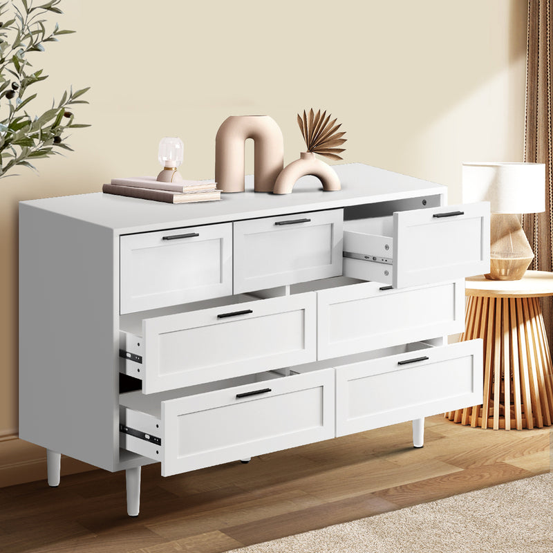 Oikiture 7 Chest of Drawers Dresser Tallboy White