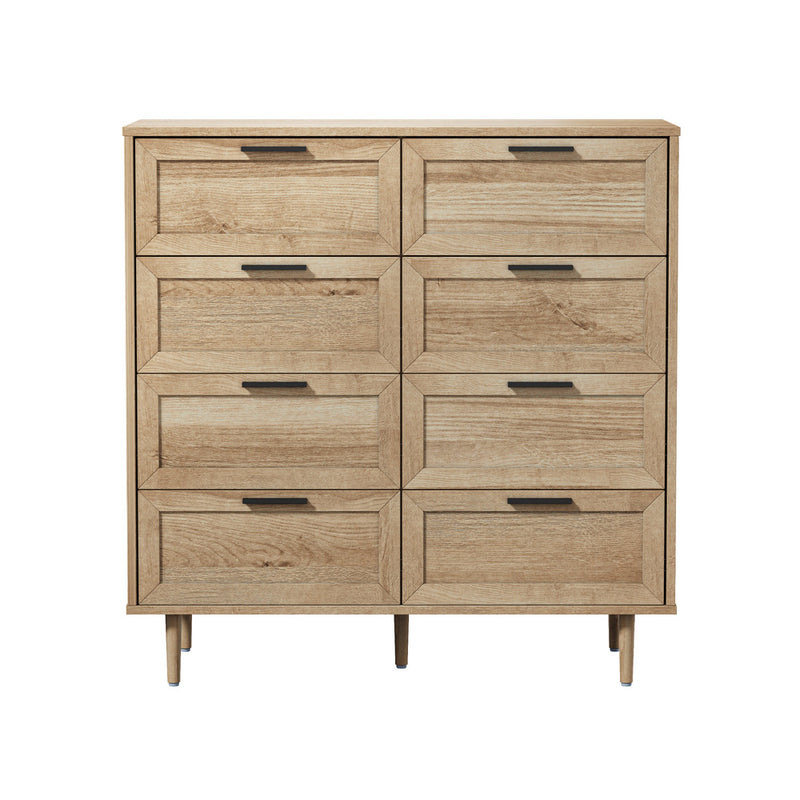 Oikiture 8 Chest of Drawers Dresser Chest Tallboy Natural