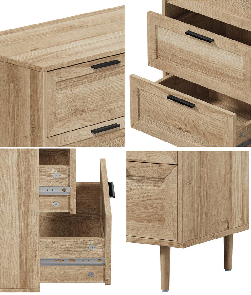 Oikiture 8 Chest of Drawers Dresser Chest Tallboy Natural