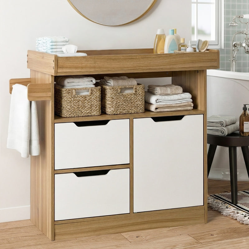 Oikiture Baby Changing Table Nursery Storage Drawers Shelves Cabinet