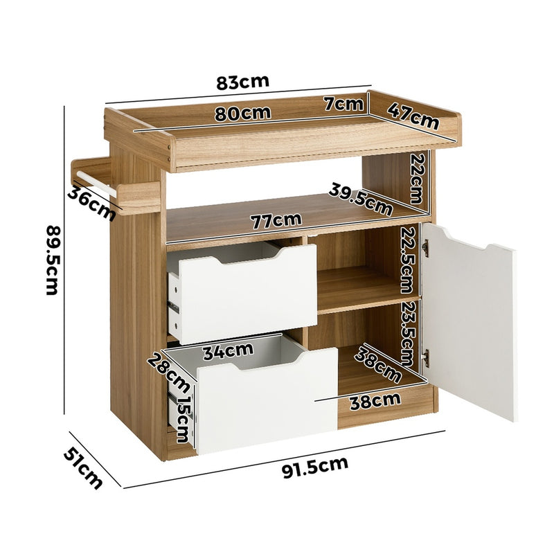 Oikiture Baby Changing Table Nursery Storage Drawers Shelves Cabinet
