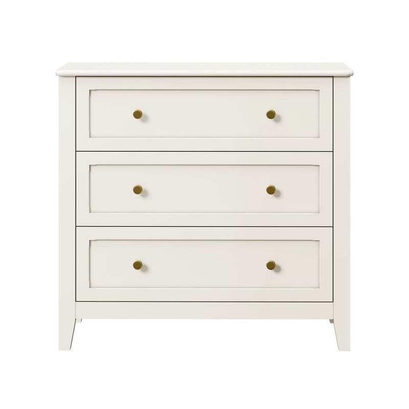 Oikiture 3 Chest Of Drawers Dresser Metal Handle White
