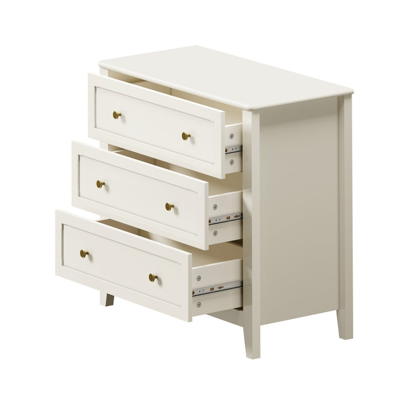 Oikiture 3 Chest Of Drawers Dresser Metal Handle White