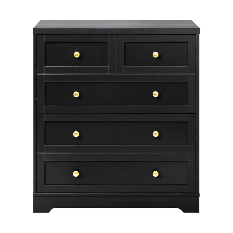 Oikiture Chest of Drawers with 5 Drawers Black