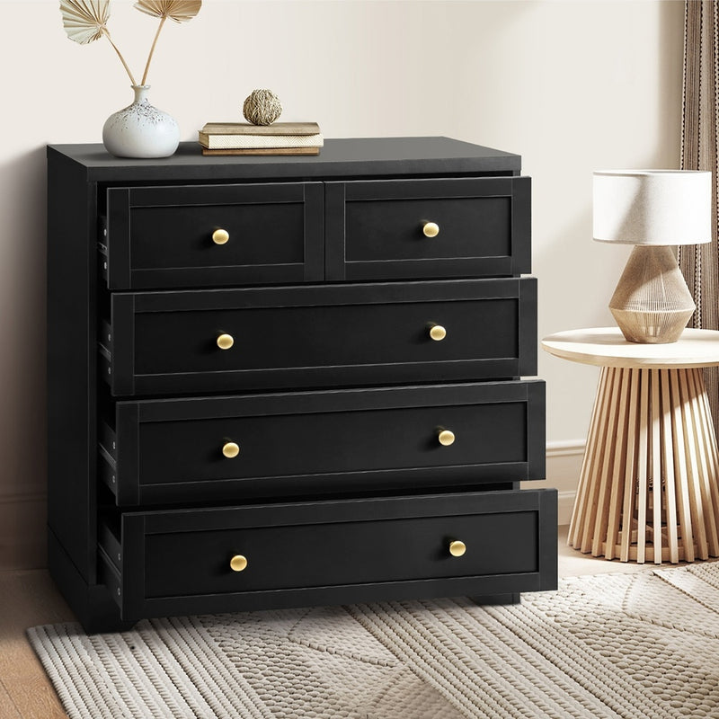 Oikiture 5 Chest of Drawers and 2 Bedside Tables Hamptons Furniture Set