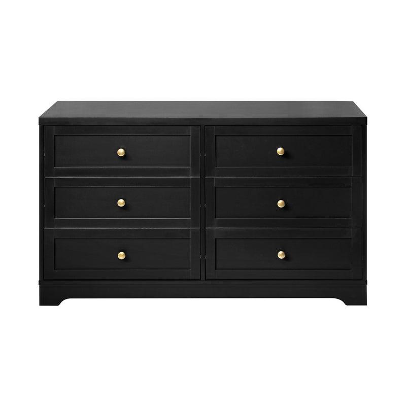 Oikiture Chest of Drawers with 6 Drawers Black