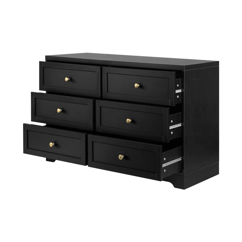 Oikiture Chest of Drawers with 6 Drawers Black