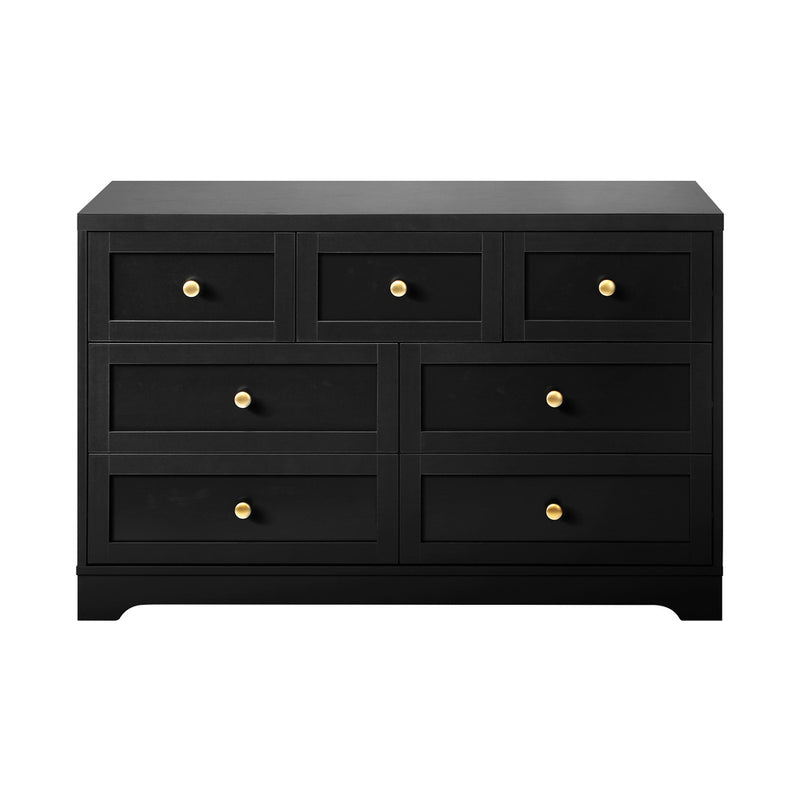 Oikiture Chest of Drawers with 7 Drawers Black