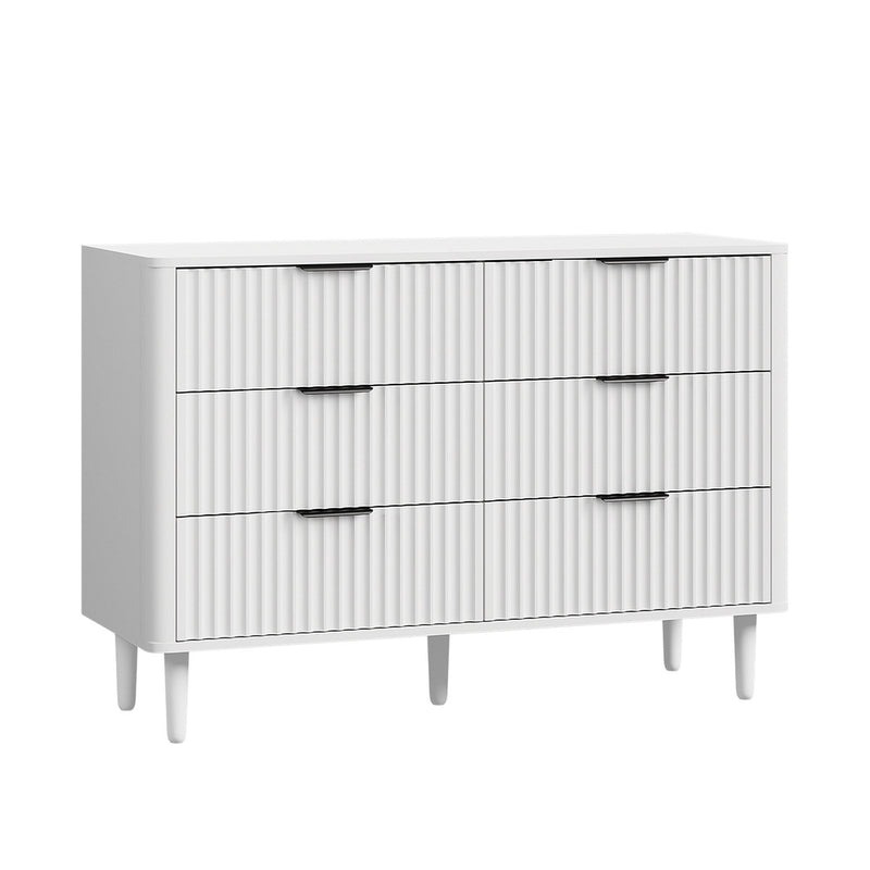 Oikiture 6 Chest of Drawers Dressers Lowboy Stripe White