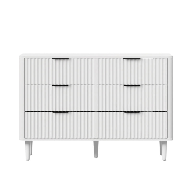 Oikiture 6 Chest of Drawers Dressers Lowboy Stripe White