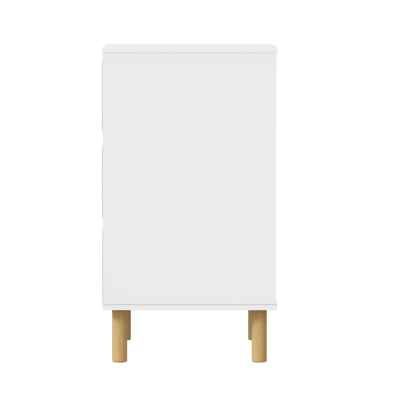 Oikiture 3 Chest Of Drawers Handle-free Kids Bedroom Storage White