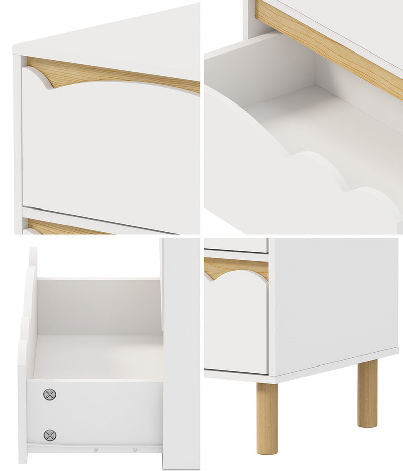 Oikiture 3 Chest Of Drawers Handle-free Kids Bedroom Storage White