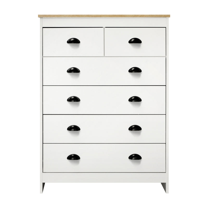 Oikiture Tallboy Chest of Drawer with 6 Drawers White
