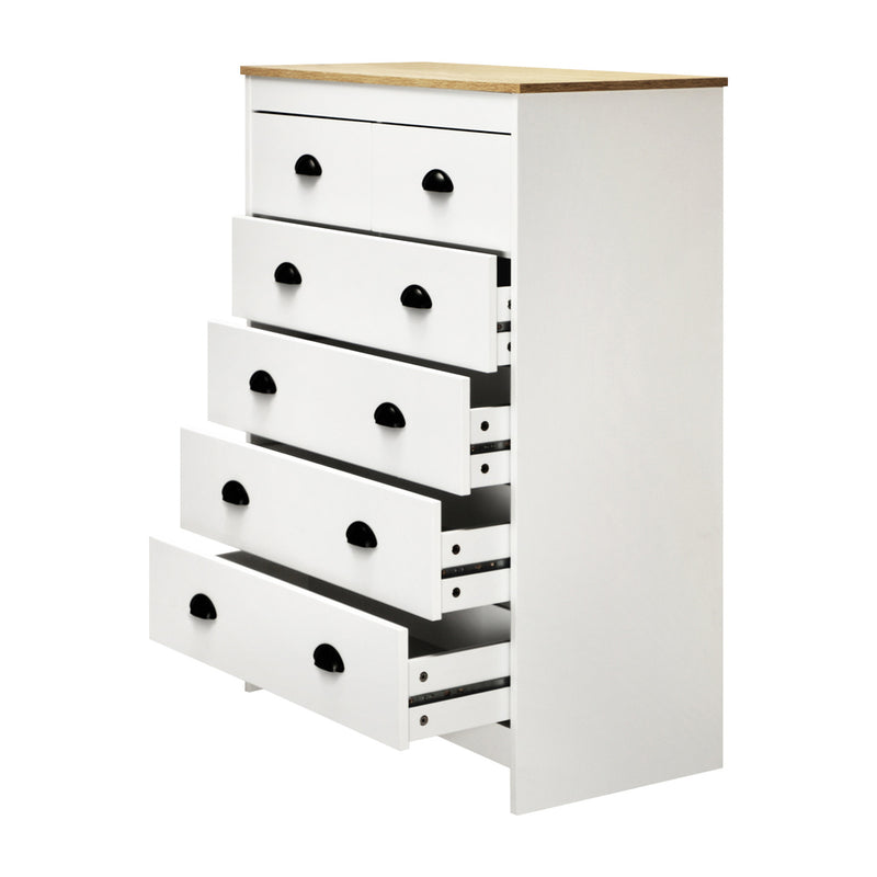 Oikiture Tallboy Chest of Drawer with 6 Drawers White