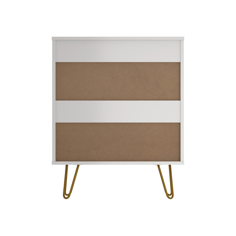 Oikiture 3 Chest of Drawers Gold Handles Dresser Storage Cabinet White