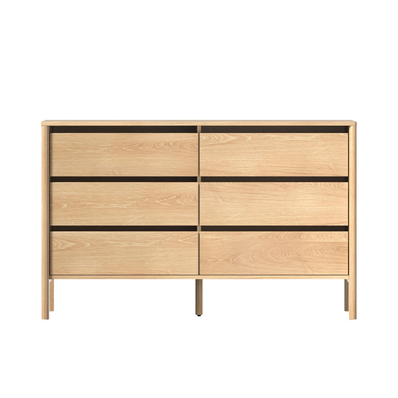 Oikiture 6 Chest Of Drawers Dresser Lowboy Handle-Free Natural