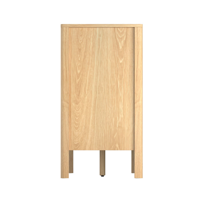 Oikiture 6 Chest Of Drawers Dresser Lowboy Handle-Free Natural