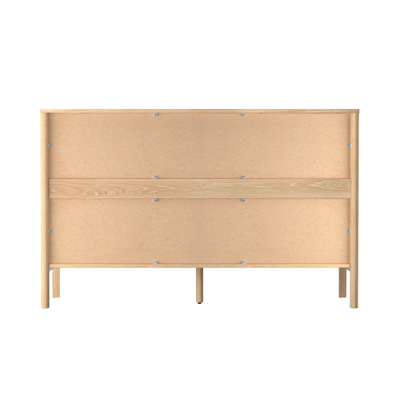 Oikiture 6 Chest Of Drawers Dresser Lowboy Handle-Free Natural