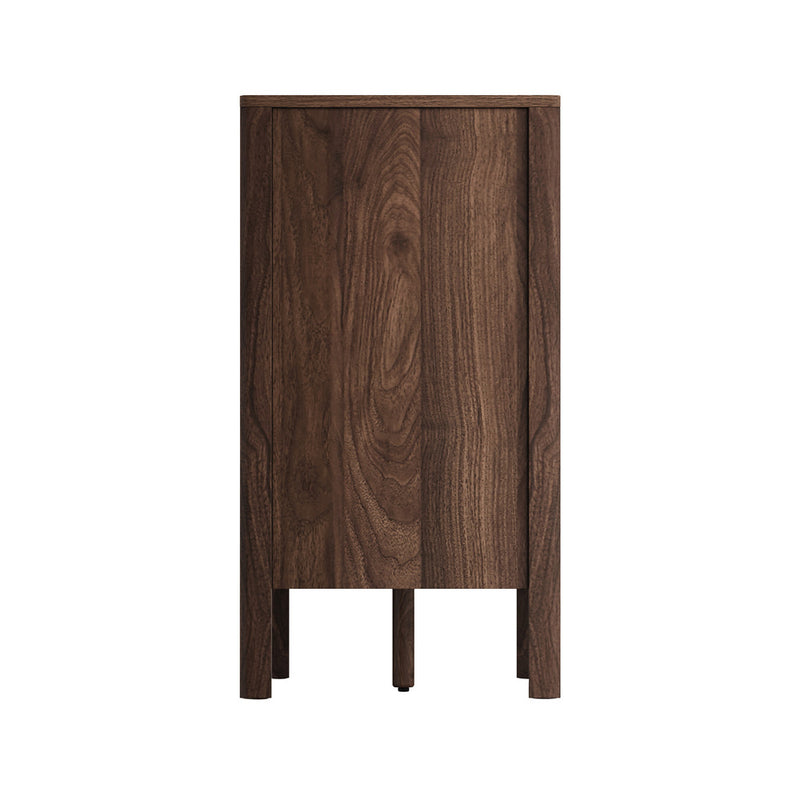Oikiture 6 Chest Of Drawers Dresser Lowboy Handle-Free Walnut