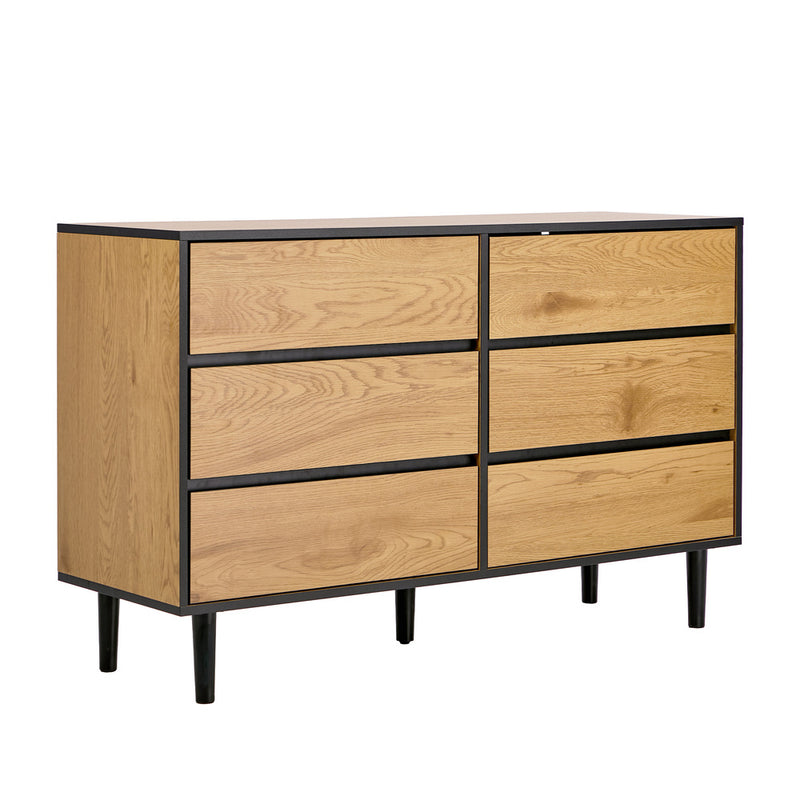 Oikiture 6 Chest of Drawers Lowboy Storage Dresser Bedroom Natural