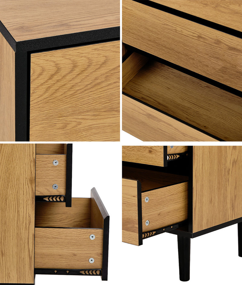 Oikiture 6 Chest of Drawers Lowboy Storage Dresser Bedroom Natural