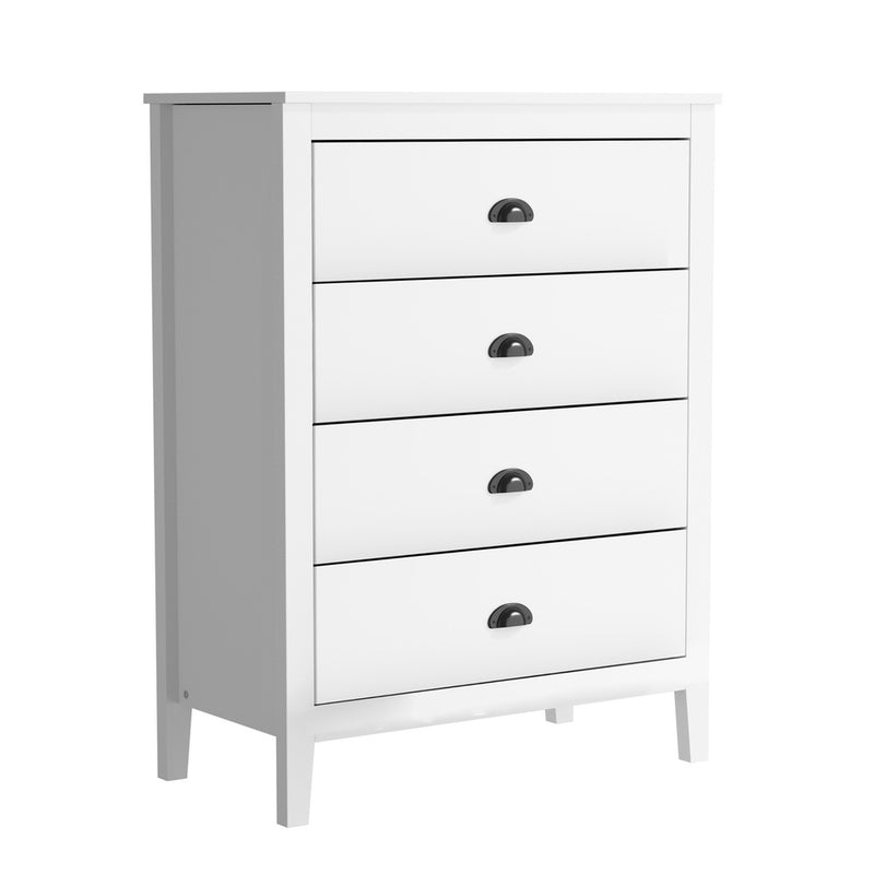 Oikiture 4 Chest of Drawers and Bedside Table Vintage Bedroom Set White
