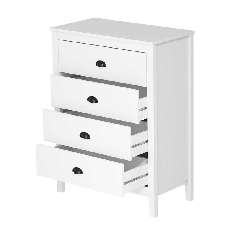 Oikiture 4 Chest of Drawers and Bedside Table Vintage Bedroom Set White