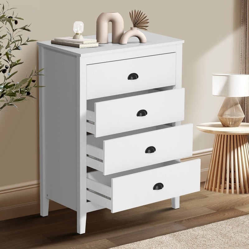 Oikiture 4 Chest of Drawers and Bedside Table Vintage Bedroom Set White