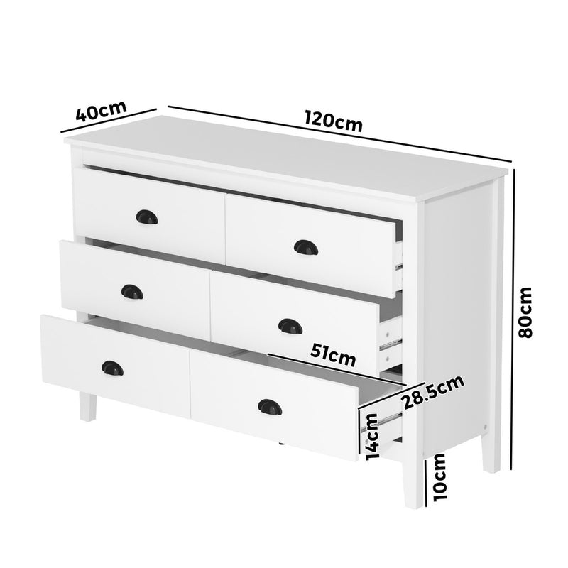 Oikiture 6 Chest of Drawers Dresser Vintage