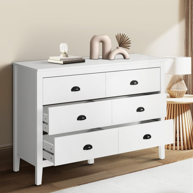Oikiture 6 Chest of Drawers and Bedside Table Vintage Bedroom Set