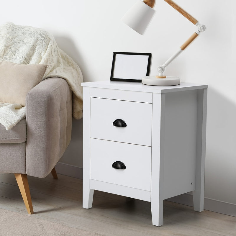 Oikiture 6 Chest of Drawers and Bedside Table Vintage Bedroom Set White