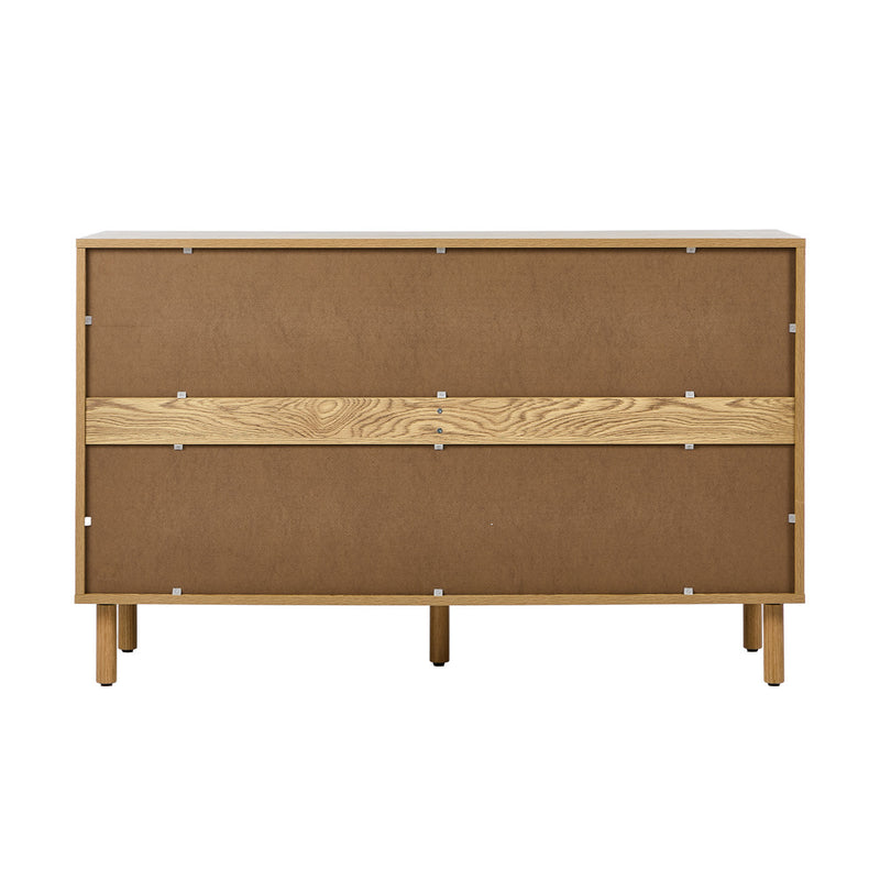 Oikiture 6 Chest of Drawers Lowboy Storage Cabinet Dresser Natural