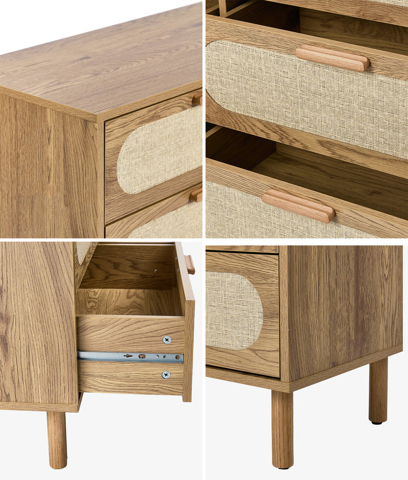 Oikiture 6 Chest of Drawers Lowboy Storage Cabinet Dresser Natural