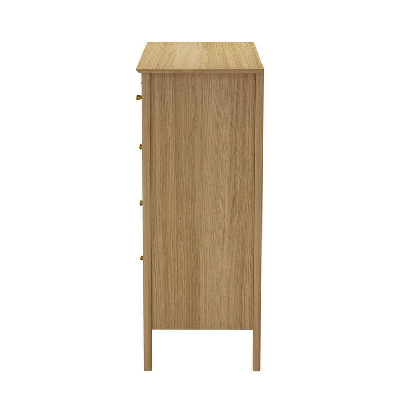 Oikiture 5 Chest of Drawers Dresser Storage Cabinet Tallboy Natural