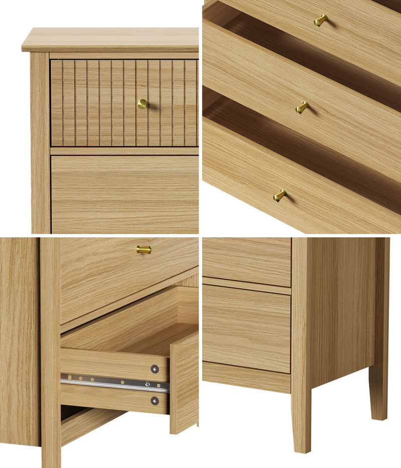 Oikiture 5 Chest of Drawers Dresser Storage Cabinet Tallboy Natural
