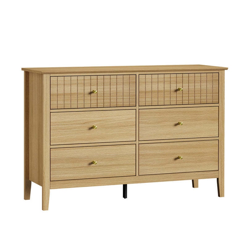 Oikiture 6 Chest of Drawers Dresser Tallboy Natural