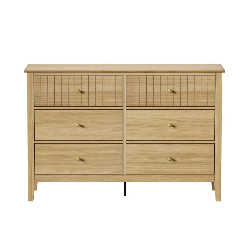 Oikiture 6 Chest of Drawers Dresser Tallboy Natural