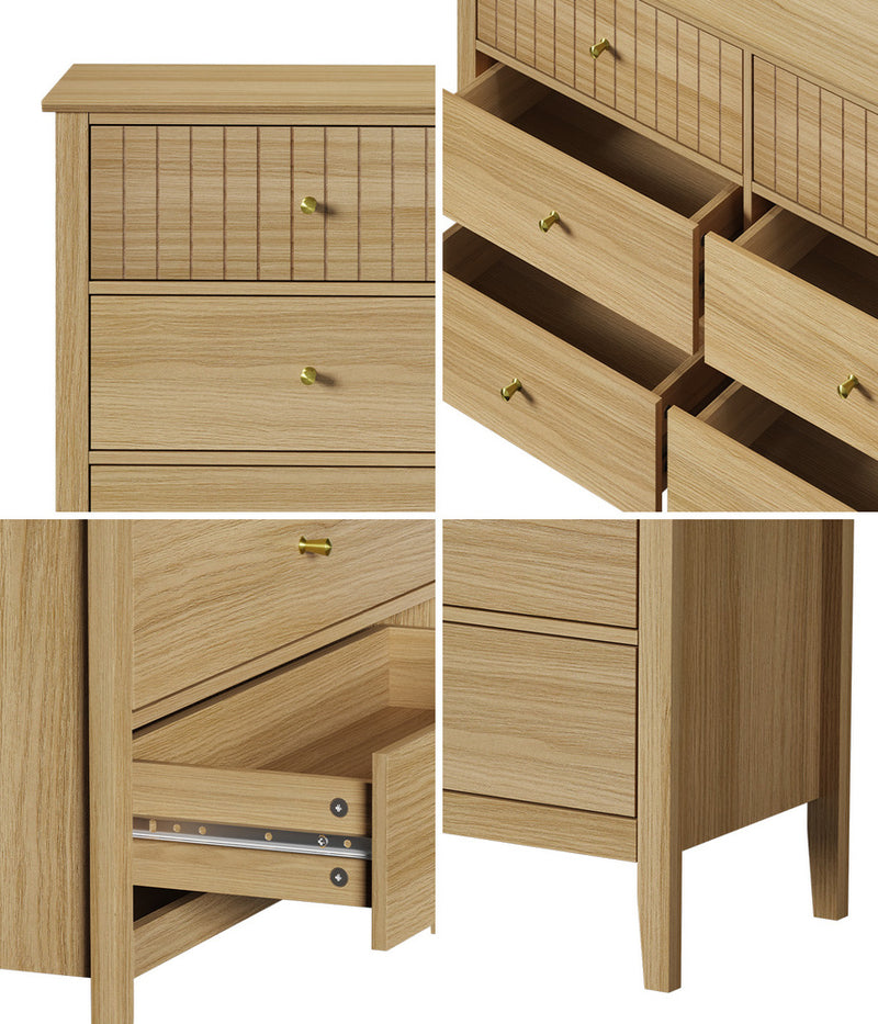 Oikiture 6 Chest of Drawers Dresser Tallboy Natural