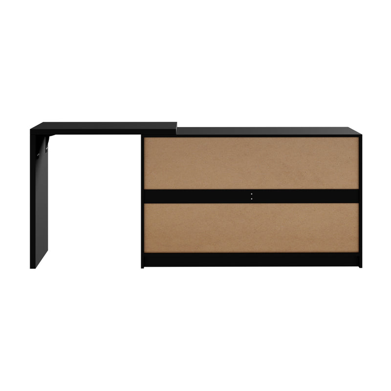 Oikiture 6 Chest of Drawers Dresser with Side Table Black