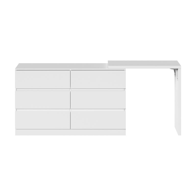 Oikiture 6 Chest of Drawers Dresser with Side Table White