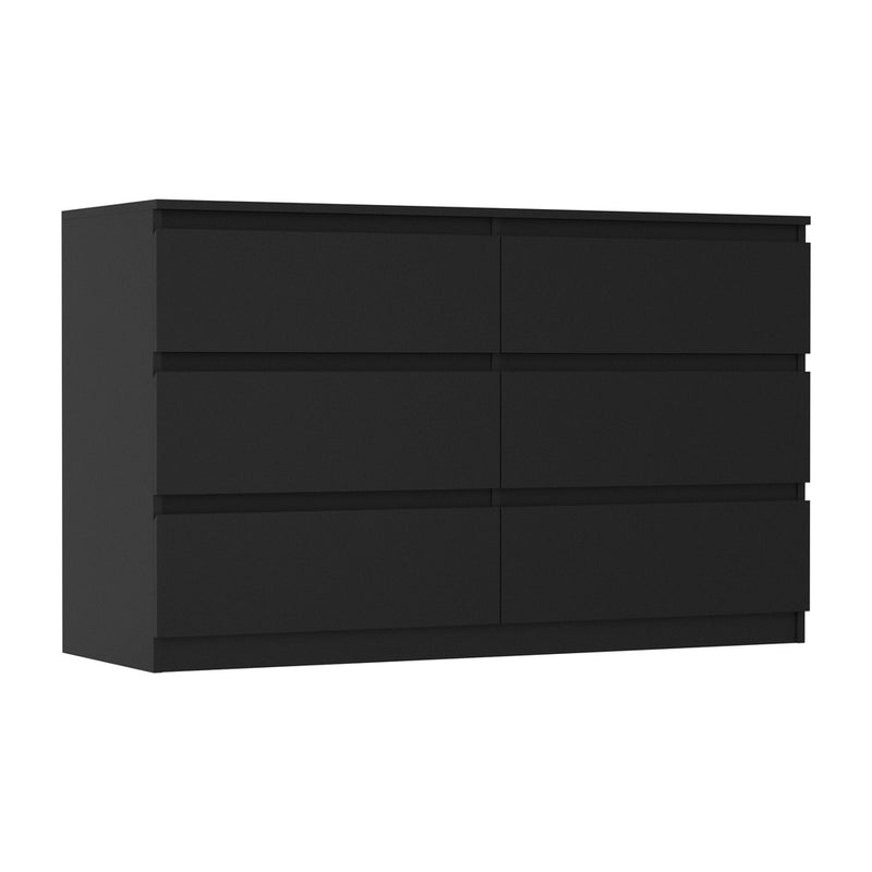 Oikiture 6 Chest of Drawers Lowboy Dresser Table Bedroom Black