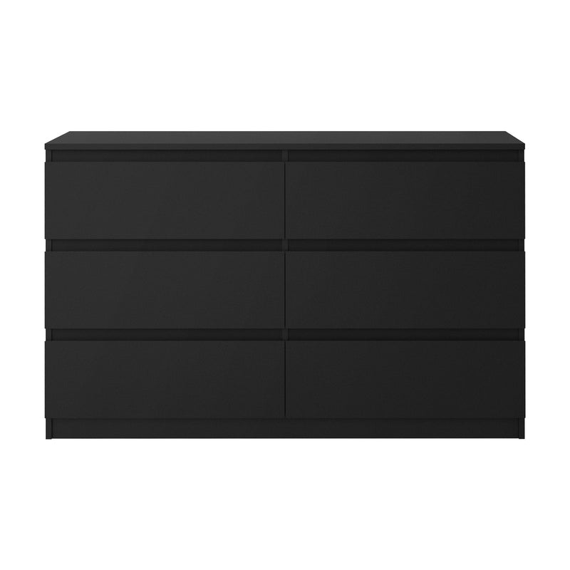 Oikiture 6 Chest of Drawers Lowboy Dresser Table Bedroom Black