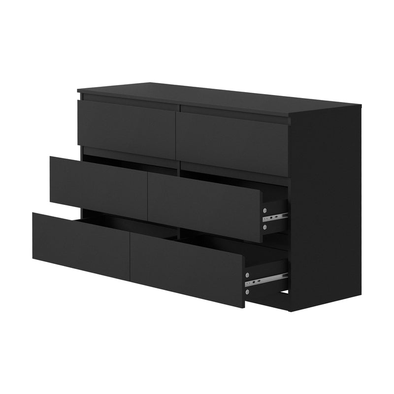 Oikiture 6 Chest of Drawers Lowboy Dresser Table Bedroom Black