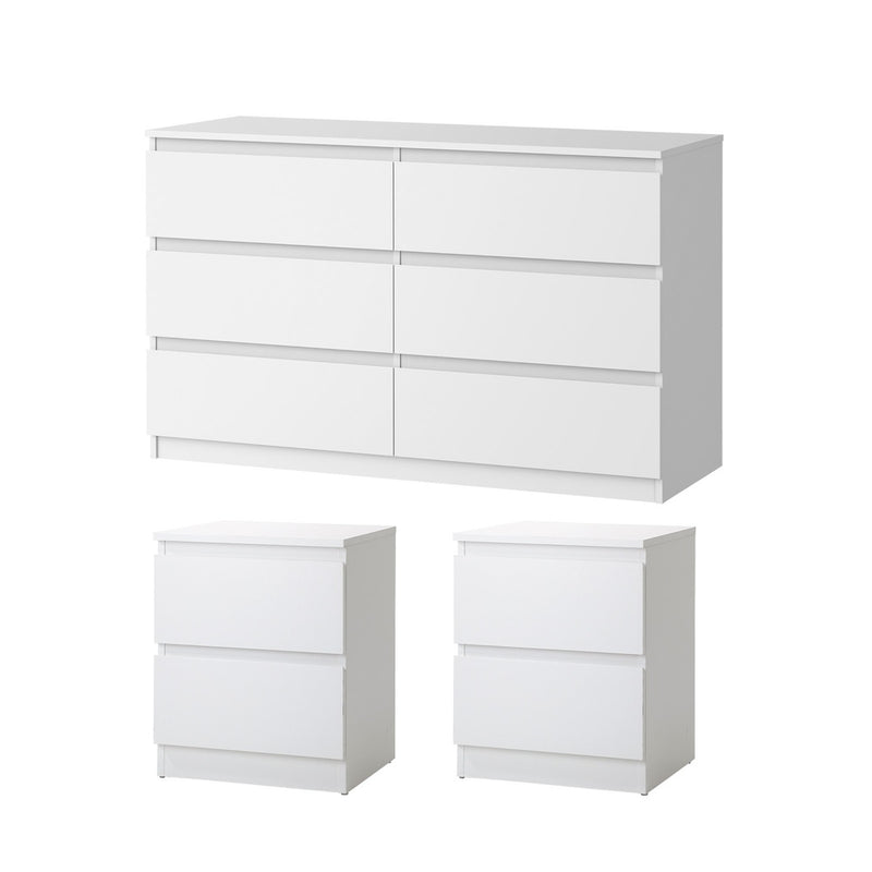 Oikiture 6 Chest of Drawers and 2 Bedside Tables Bedroom Set White