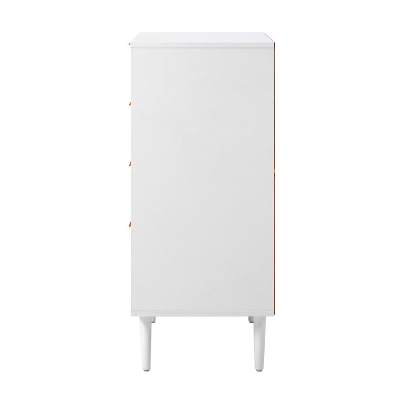 Oikiture 4 Chest of Drawers Tallboy White Gold
