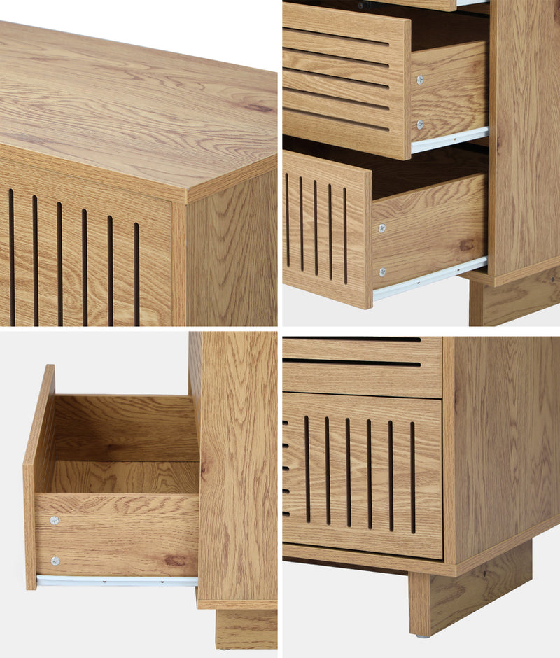 Oikiture TV Cabinet Entertainment Unit Wooden Storage Shelf 180cm